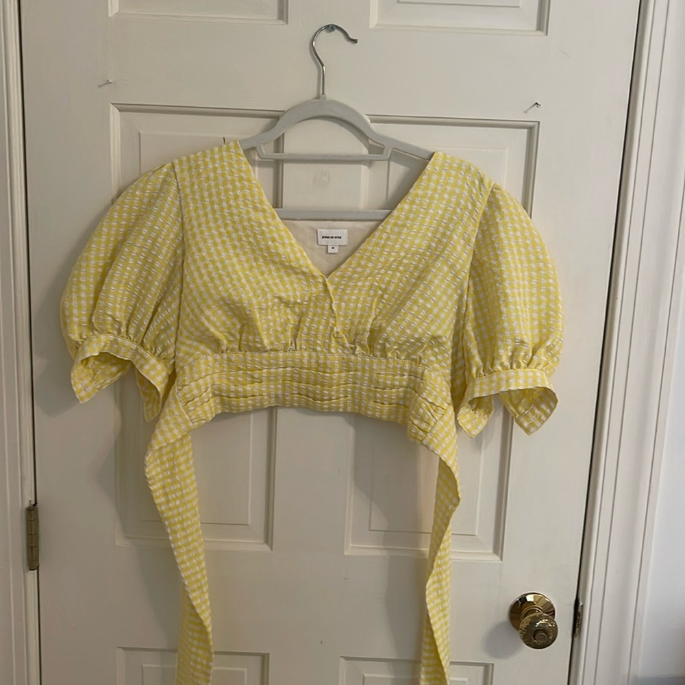 Yellow Seersucker Crop Top
